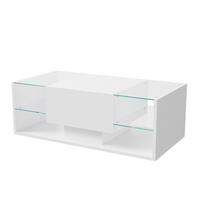 COUCHTISCH mit LED, Hochglanz Wohnzimmertisch, Weiß 100x50x35 cm - Weiß, Holz (50/100/35cm)