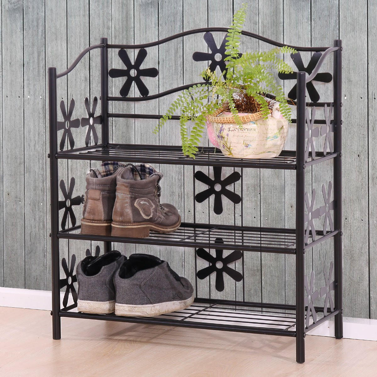 SCHUHREGAL Schwarz - Schwarz, Metall (60/70/30cm) - MCW