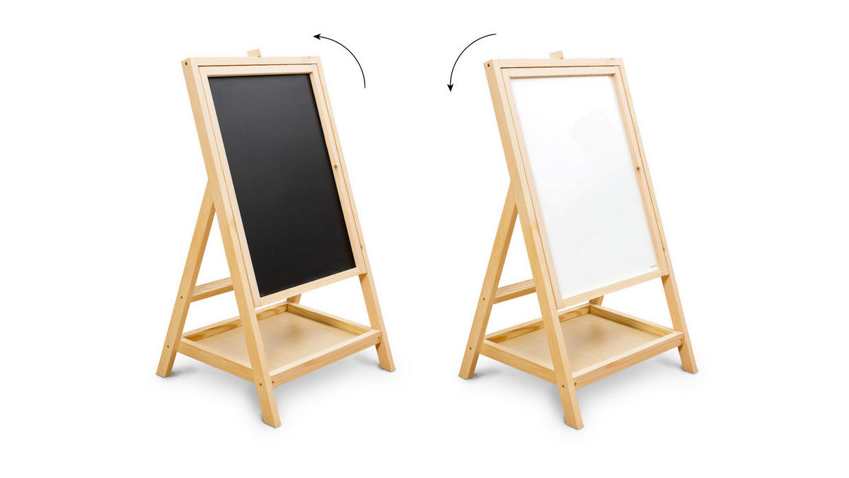 DREHBARE Holztafel für Kinder, zum Zeichnen, magnetisch, Höhe 80 cm - Weiß, Metall (79/44.5/2cm) - ALLboards