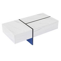 COUCHTISCH 100x50cm Hochglanz Weiß-Schwarz Marmoroptik App-LED - Weiß, Holz (72/54/23cm) - FLIEKS