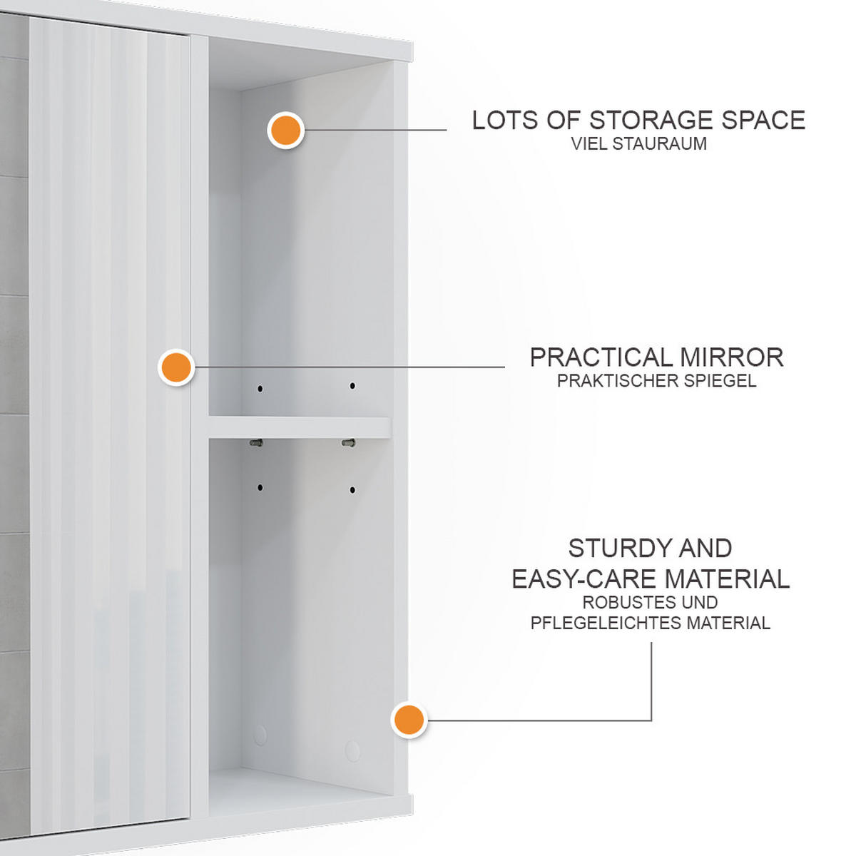 KOUPELNOVÁ SKŘÍŇKA SE ZRCADLEM Leano Bílá - bílá, kompozitní dřevo (60/60/20cm) - Vicco