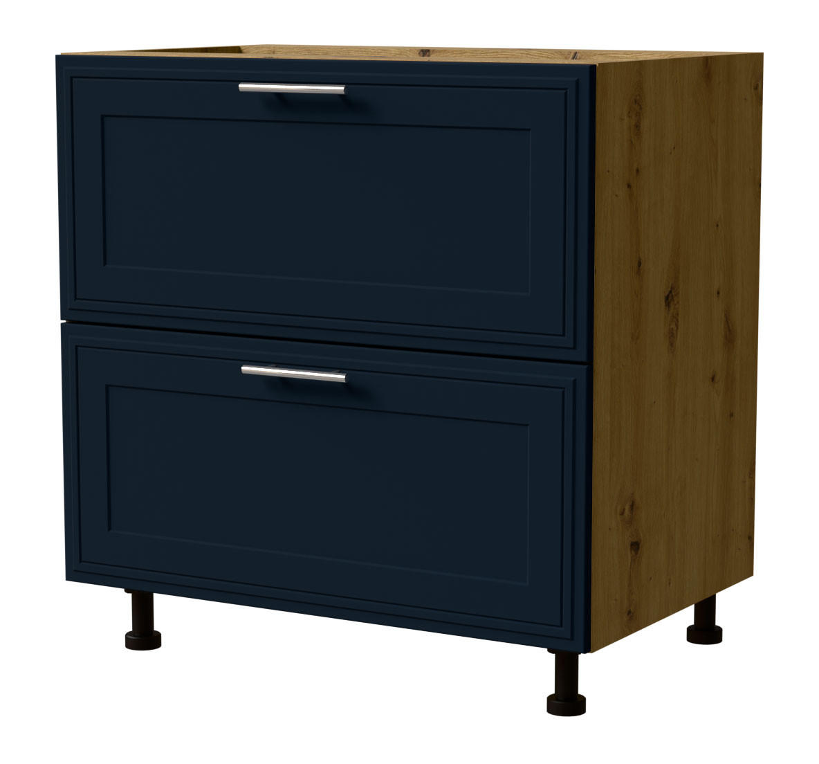 SCHUBLADENUNTERSCHRANK Salo D2/80 Eiche Artisan / Indigo Matt 80 / 50 / 82cm - HETTICH Vollauszug - Eiche Artisan/Dunkelblau, Holz/Holzwerkstoff (80/82/50cm) - Feldmann-Wohnen