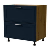 SCHUBLADENUNTERSCHRANK Salo D2/80 Eiche Artisan / Indigo Matt 80 / 50 / 82cm - Blum Teilauszug - Eiche Artisan/Dunkelblau, Holz/Holzwerkstoff (80/82/50cm) - Feldmann-Wohnen