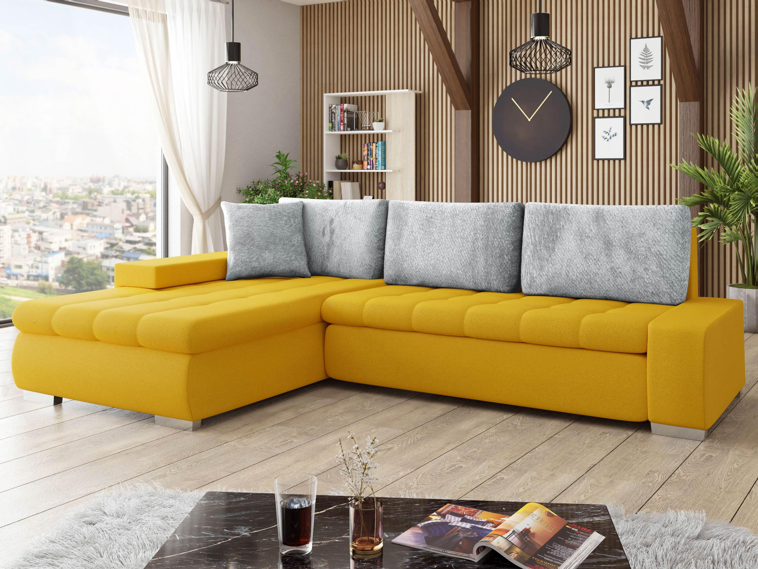 ECKSOFA Orkan Premium - Gelb, Holz/Textil (302/213cm) - MIRJAN24