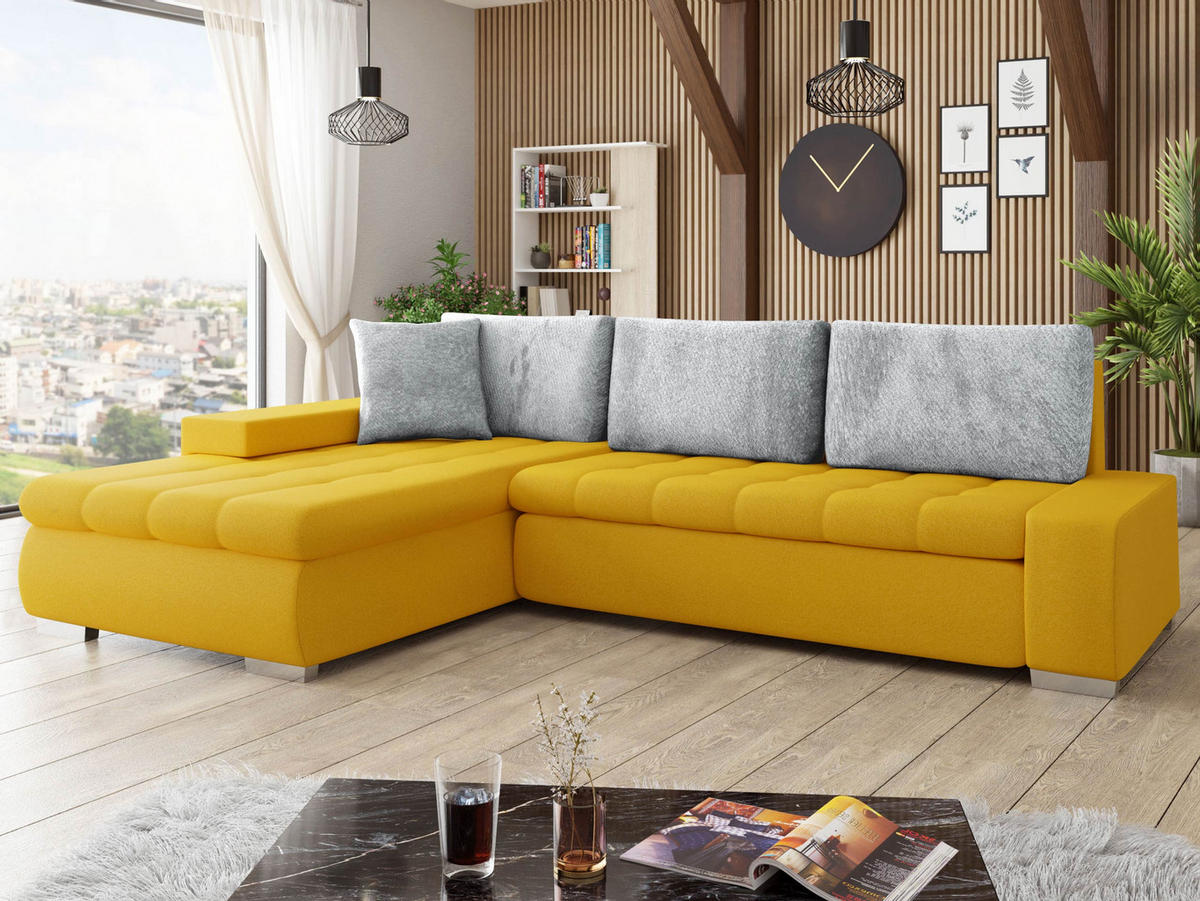ECKSOFA Orkan Premium - Gelb, Holz/Textil (302/213cm) - MIRJAN24