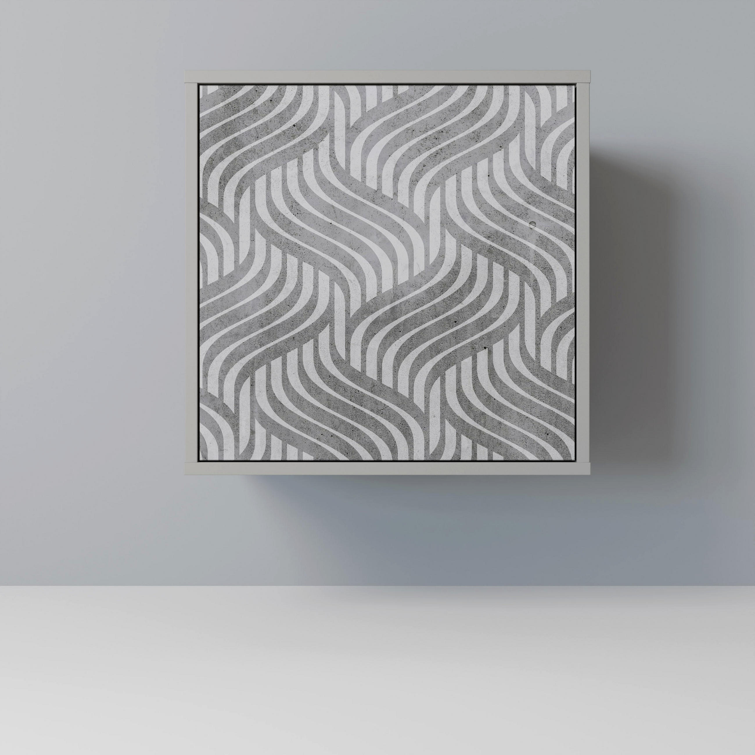 SIDEBOARD CONCRETE MOVEMENT, Grau, 57,5x42x57,5 cm, Ohne Füße - Multicolor/Grau, Holzwerkstoff (57.5/57.5/42cm) - SpaceRebels
