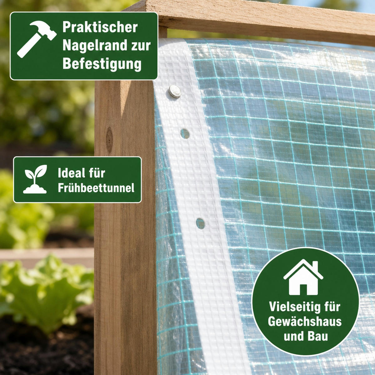 GITTERFOLIE mit Nagelrand 2 Breite x 50 Meter - Türkis, Kunststoff (200/1cm) - BONI-SHOP