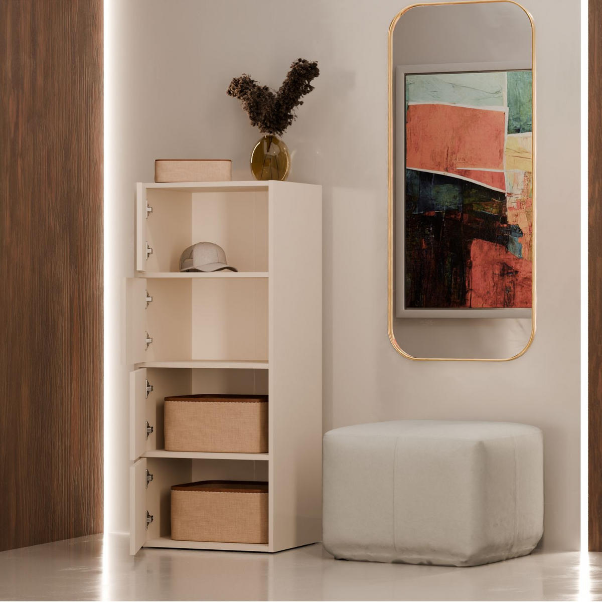 KOMMODE Kate - Beige, Holzwerkstoff (50/119/40cm) - kommodly