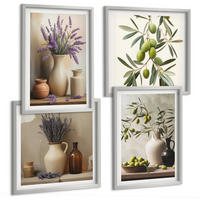 BILDER SET 4er Set - 50x50 cm & 40x60 cm Silberner Rahmen - Blumen in Vasen als Dekoration - Silberfarben, Kunststoff (50/50cm) - TULUP