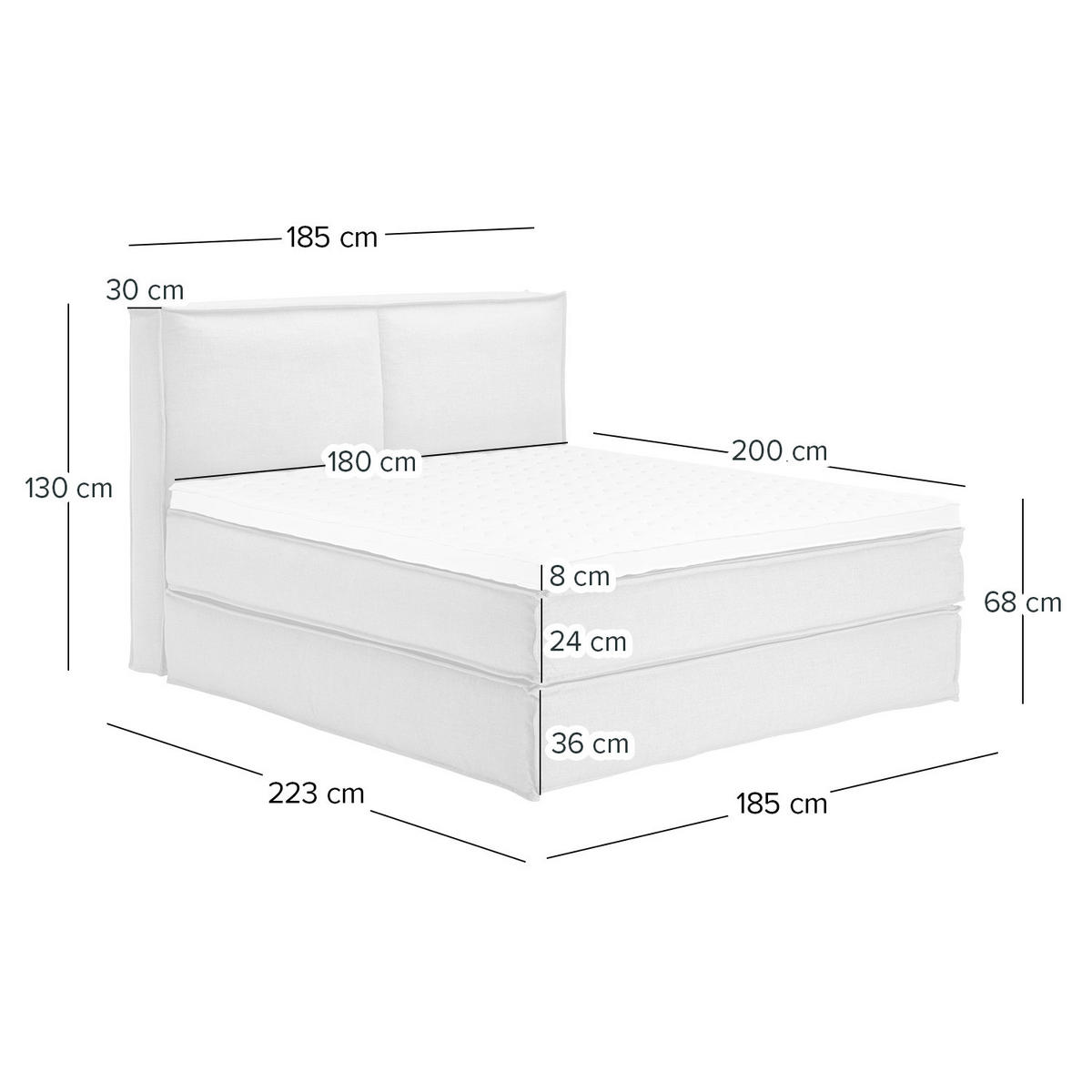 BOXSPRINGBETT mit Kopfteil - Premium - Weiß, Textil (180/200cm) - home24