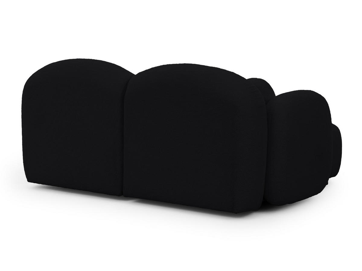 ECKSOFA Nuvola mit abgerundetem Design Schwarz Bouclé-Stoff - Ottomane Links - Schwarz, Holz/Kunststoff (190/146cm) - S-Style Möbel