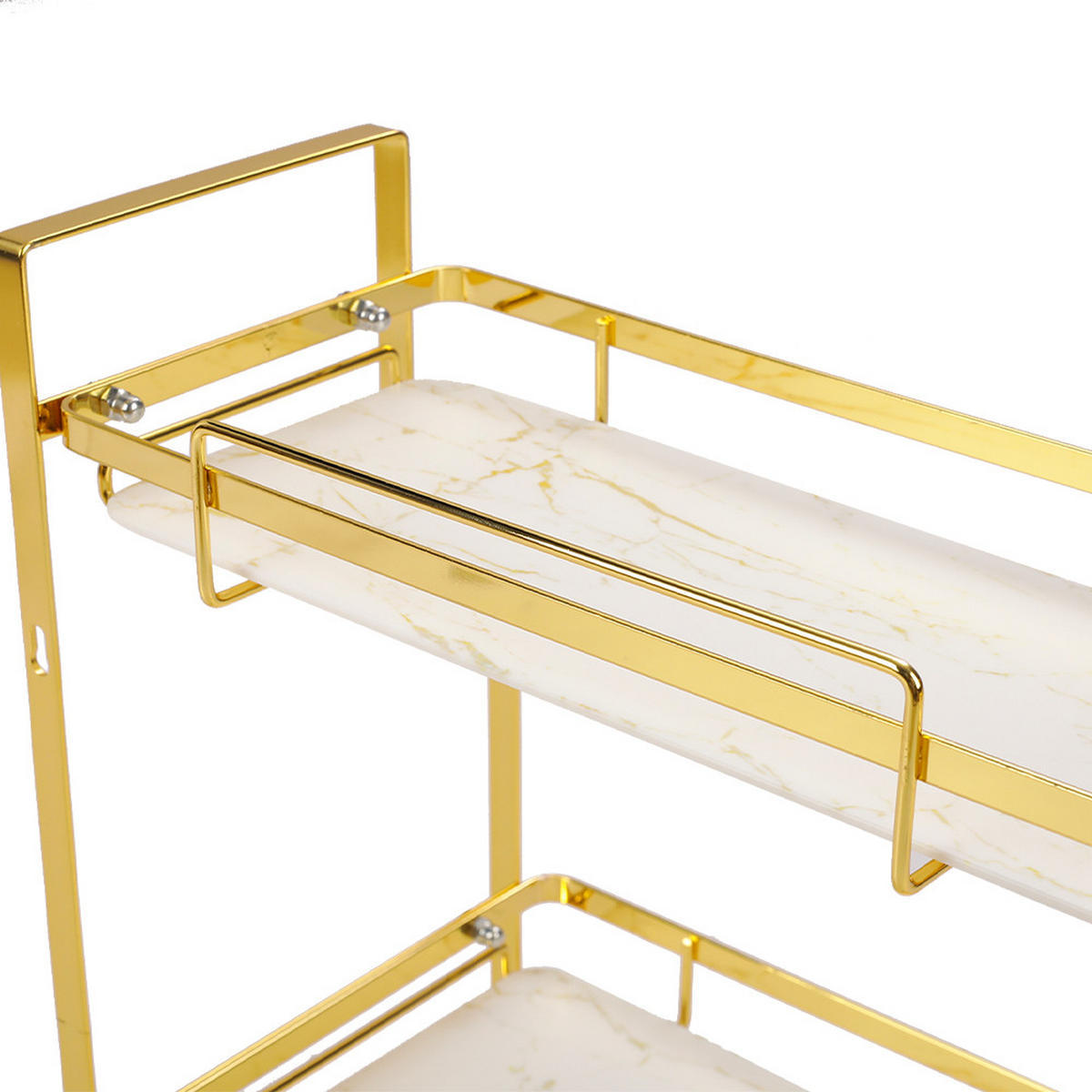 BADEZIMMERREGAL 32.5/19/45 cm 3-Stufig Freistehend Wandmontage Metall Gold - Goldfarben, Metall (32.5/45/19cm) - Livingandhome