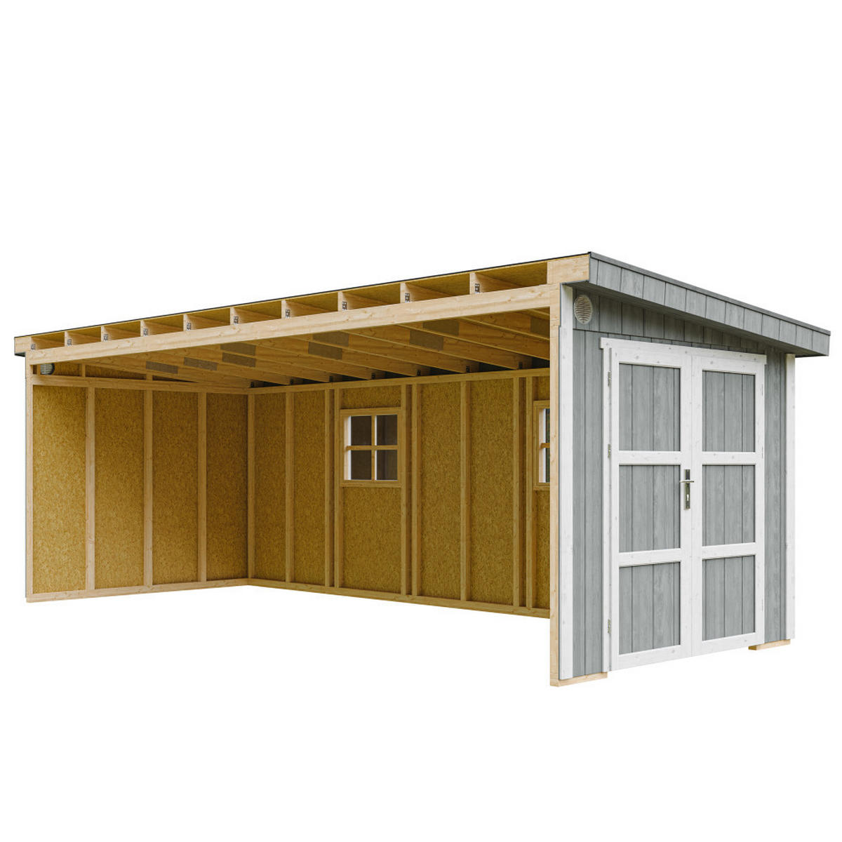 GARTENHAUS 14,3 m² - H231x248x648 cm - Ohne Boden und Seitenwand – M941B-CAVERN STEEL - Dunkelgrau, Holz (236/231/604cm) - Timbela