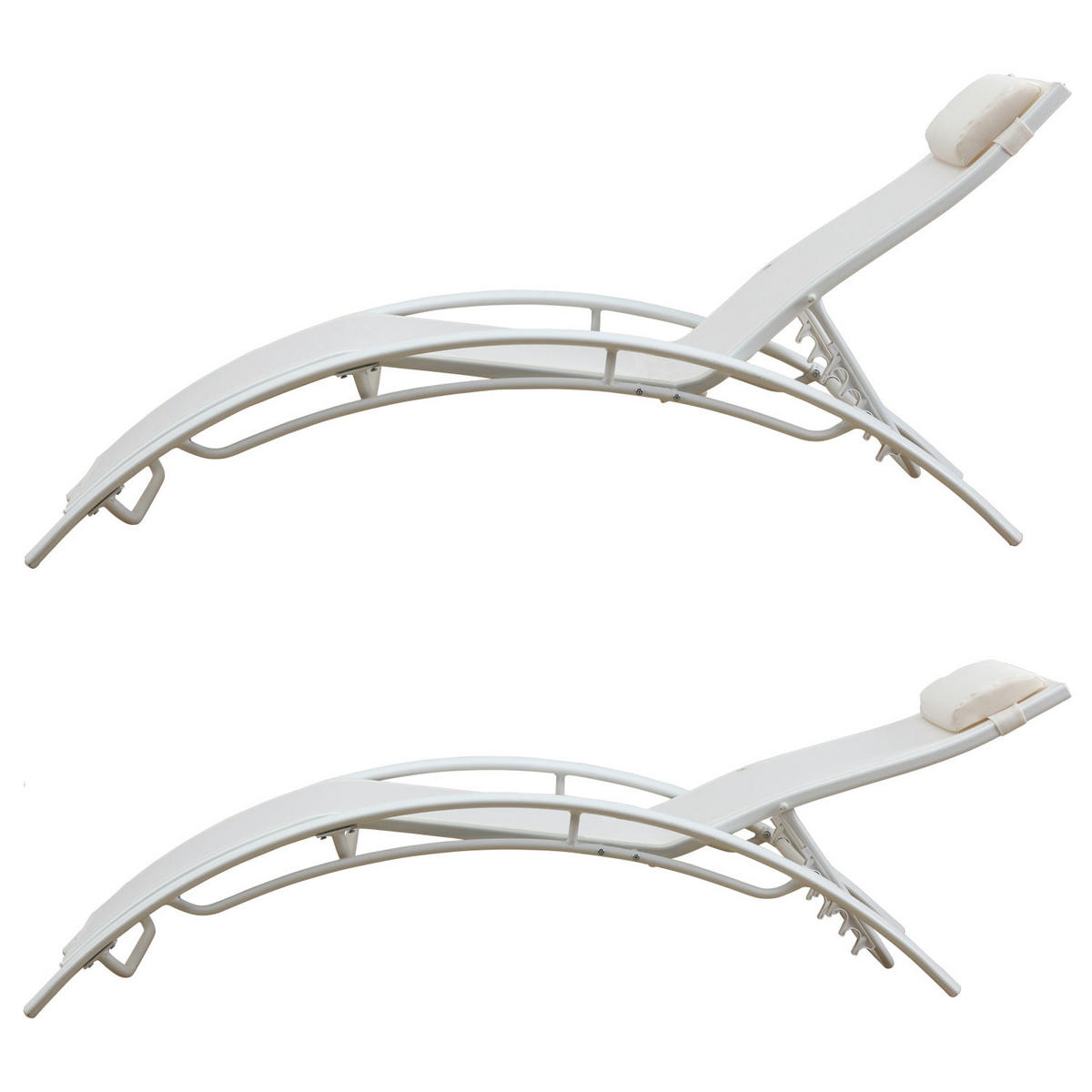LIEGESTÜHLE Galapagos Weiß 2er-Set - Weiß, Metall (63/82/173.5cm) - Happy Garden