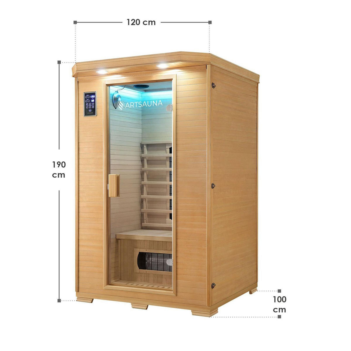 INFRAROTKABINE Oslo mit Keramikstrahlern & Hemlockholz - Naturfarben, Holz (120/190/100cm) - Artsauna