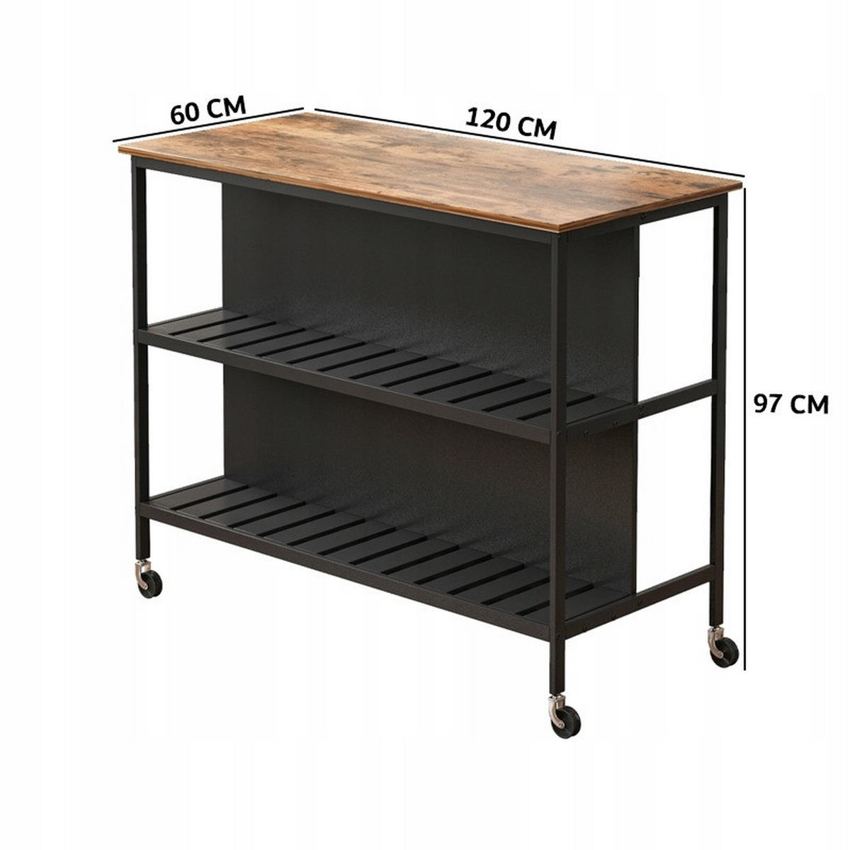 KÜCHENINSEL 120x97x60 - Schwarz, Holzwerkstoff (120/97/60cm) - MUVU