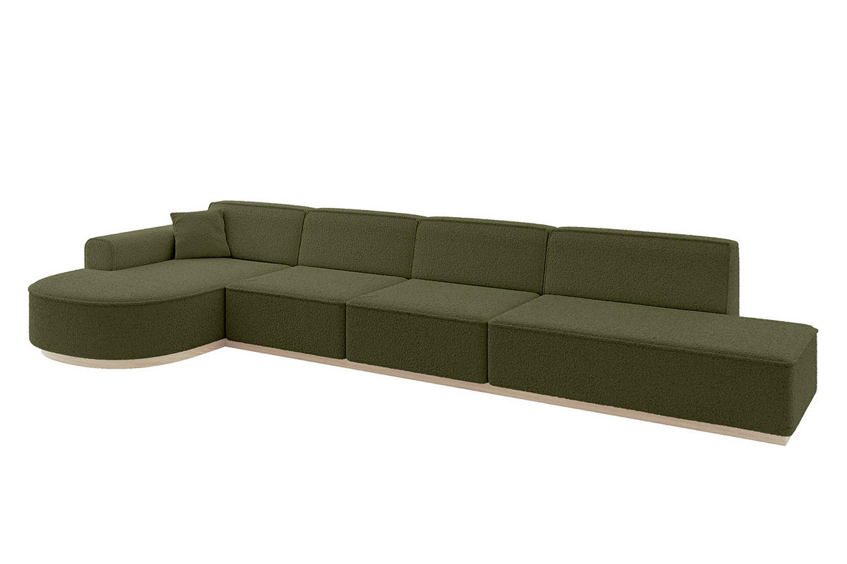 ECKSOFA Ottomane Links ARRIO-L3 - 413x171x83 cm Grün - Grün, Holzwerkstoff/Textil (413/171cm) - ALTDECOR
