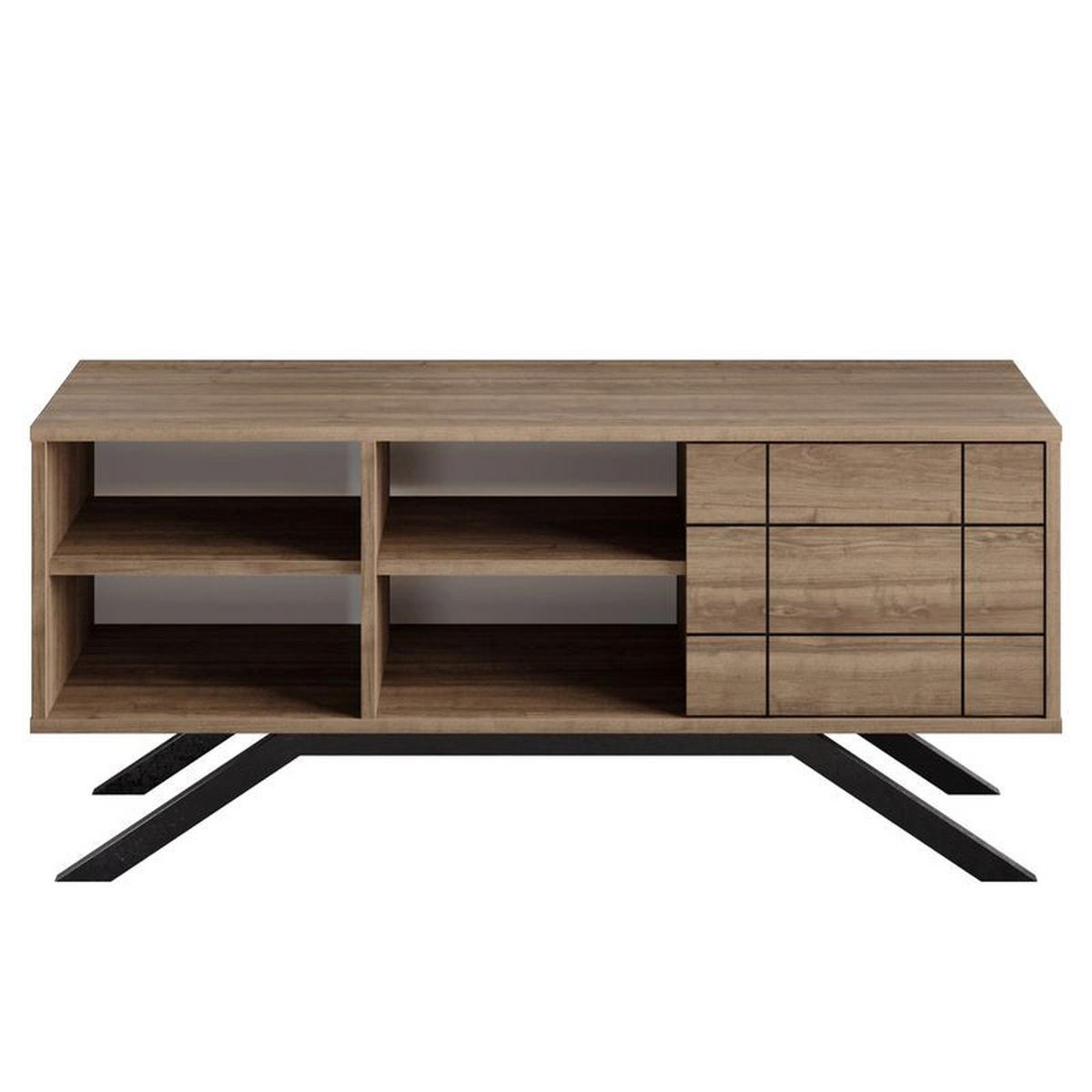TV-ELEMENT North Walnuss Schwarz - Walnussfarben/Schwarz, Holzwerkstoff (130/58.6/38.6cm) - Decorotika