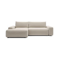 ECKSOFA RUOTA Creme Boucle-Stoff mit Schlaffunktion - Creme, Holz (264/162cm) - MASSENO