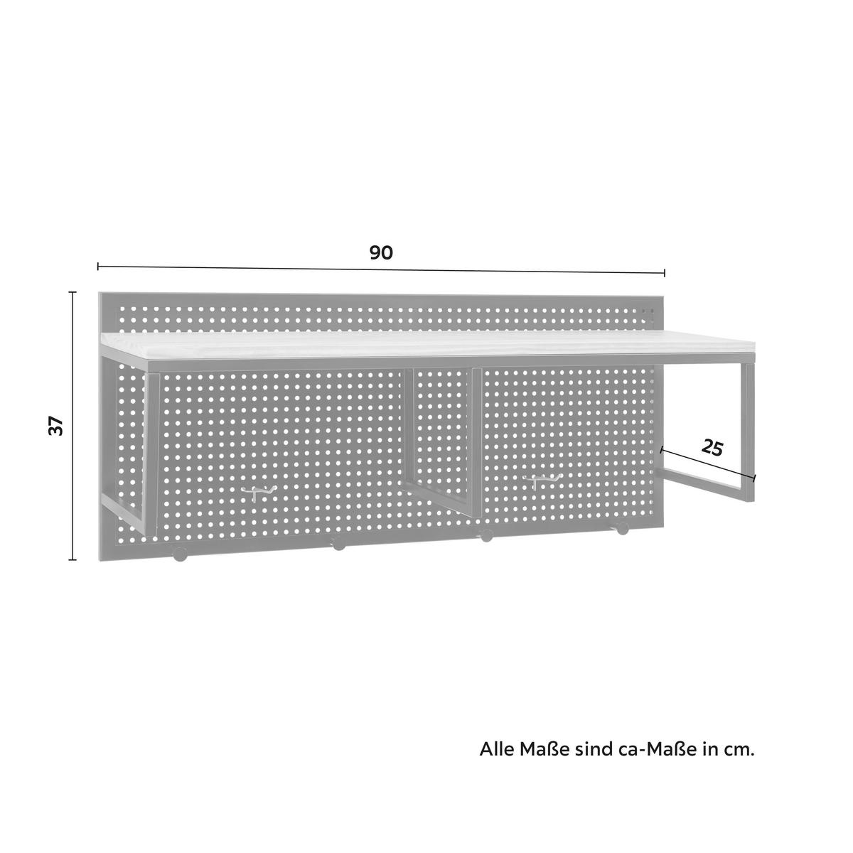 GARDEROBE Lorenzo ca. 90 / 37 cm Metall/Kiefer - Schwarz, Holz (90/37/25cm)