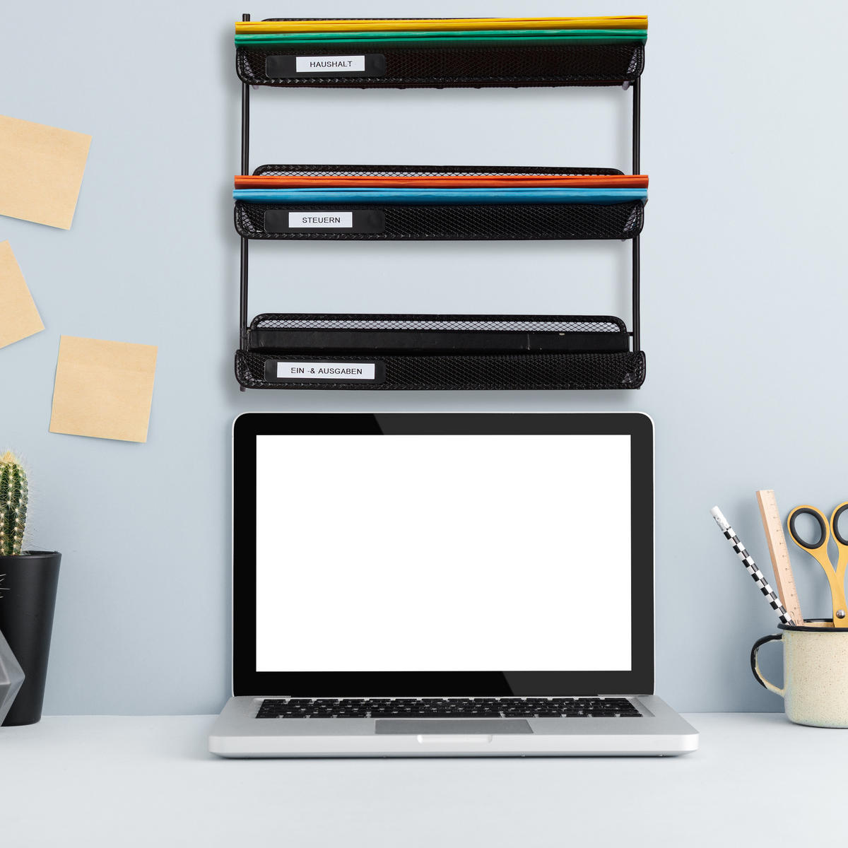 BRIEFABLAGE - Schwarz, Metall (33/32/25cm) - Relaxdays