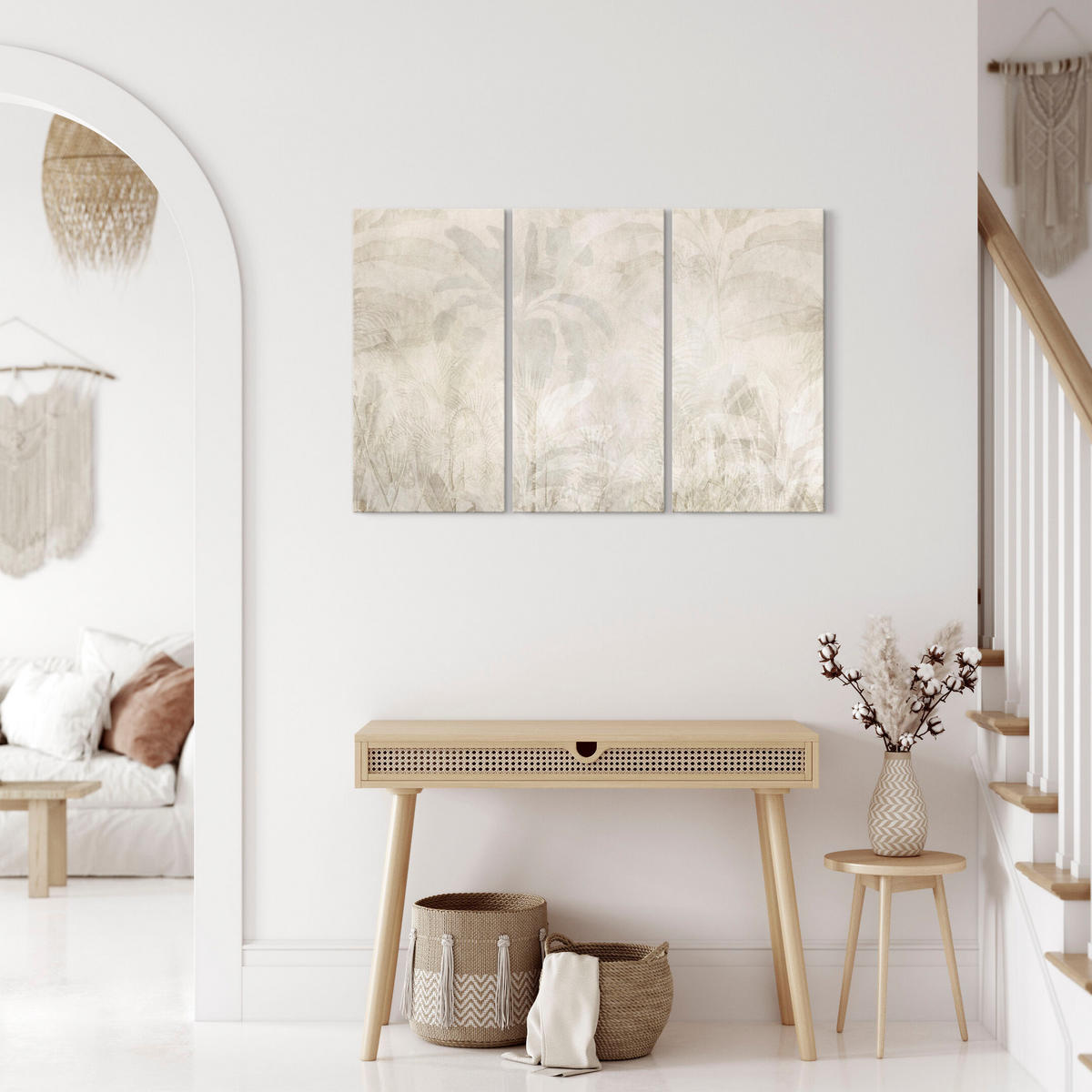 LEINWANDBILD Blätter 3-tlg. 120x80 cm - Multicolor, Holz (120/80cm) - LUMASOUL