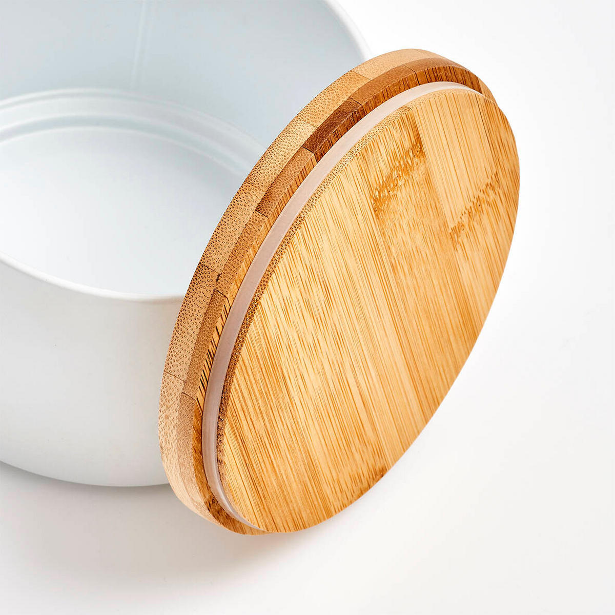 DOSE Bambusdeckel Ø 13/10 cm - Weiß, Metall (13/10/13cm)