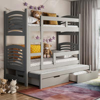 PATROVÁ postel pro 3 osoby Cami, šedá, 75x180 cm - šedá, dřevo (75/180cm) - Selsey