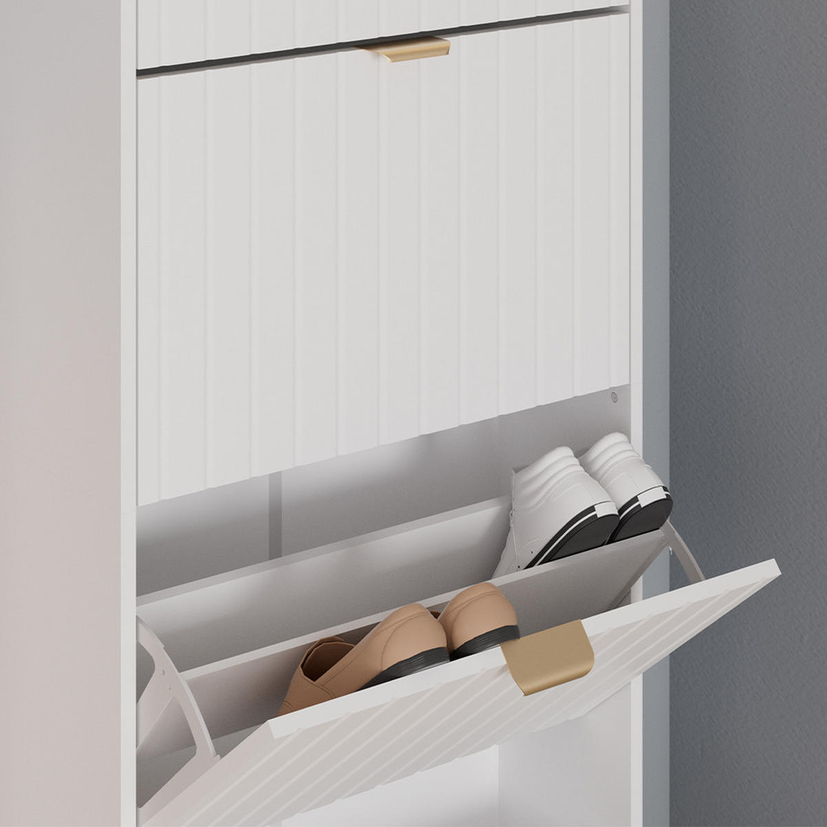 SCHUHSCHRANK Helge Weiß 60 x 166.7 cm 4 Fächer - Weiß, Holzwerkstoff (60/166.7/23.5cm) - Vicco