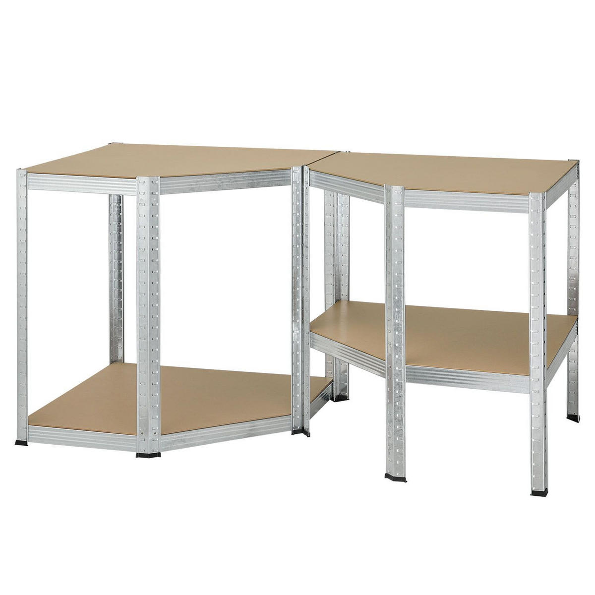 ECKREGAL Lagerregal Corner Easy verzinkt 160x75x75 cm - Silberfarben, Metall (80/160/40cm) - Juskys