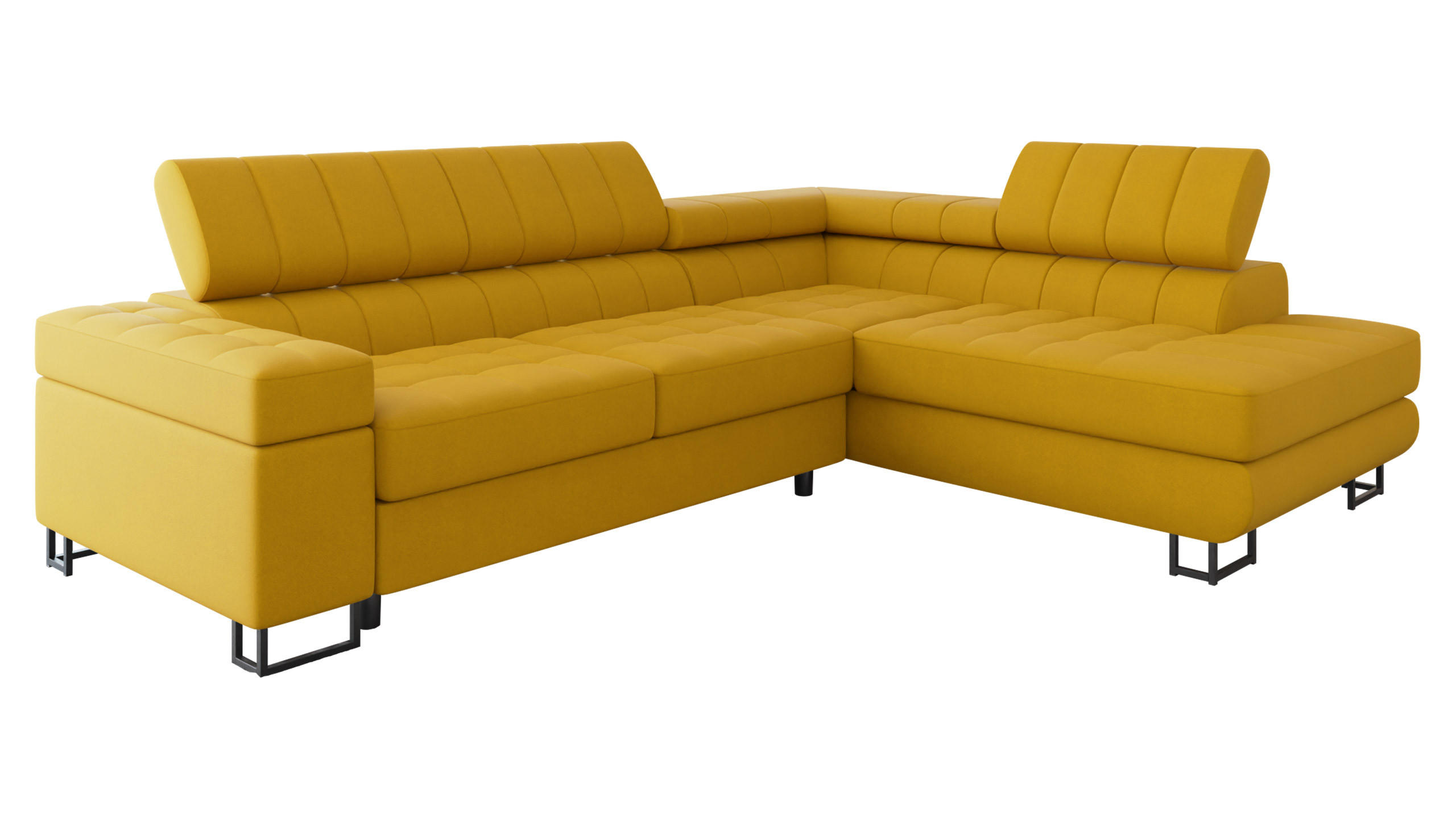 ECKSOFA Laris Premium, Seite: Rechts - Gelb/Schwarz, Holz/Textil (271/203cm) - MIRJAN24