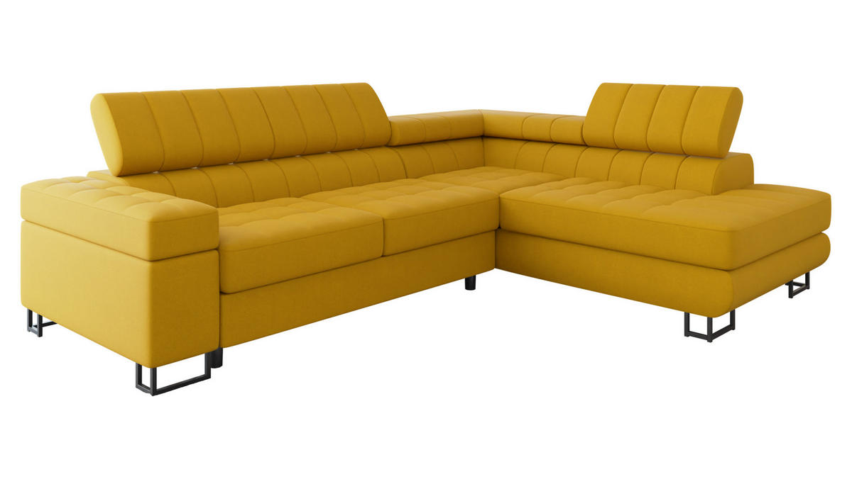 ECKSOFA Laris Premium, Seite: Rechts - Gelb/Schwarz, Holz/Textil (271/203cm) - MIRJAN24
