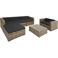 RATTANLOUNGE Milano, mit Sicherheitsglasplatte, natur - Naturfarben, Kunststoff - tectake