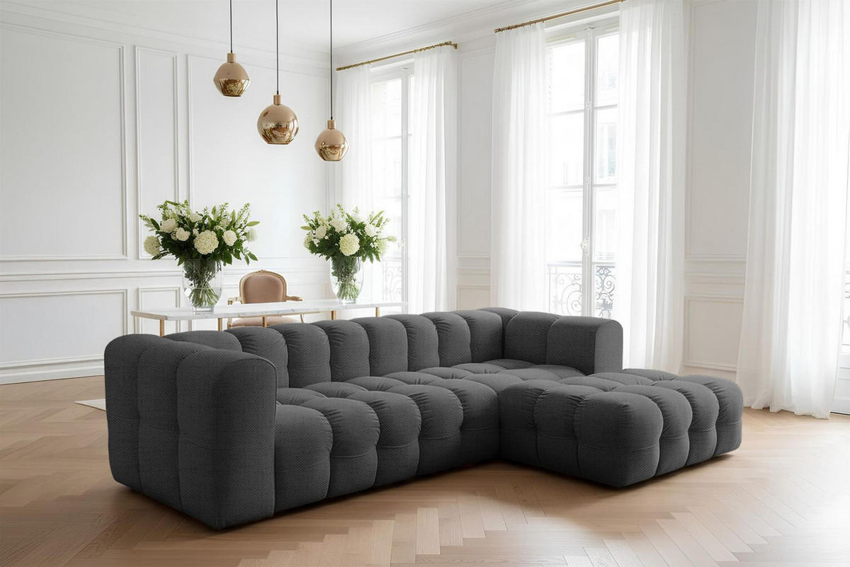 ECKSOFA Solvie In Moly - Anthrazit, Holzwerkstoff/Textil (290/193cm) - Fun Möbel