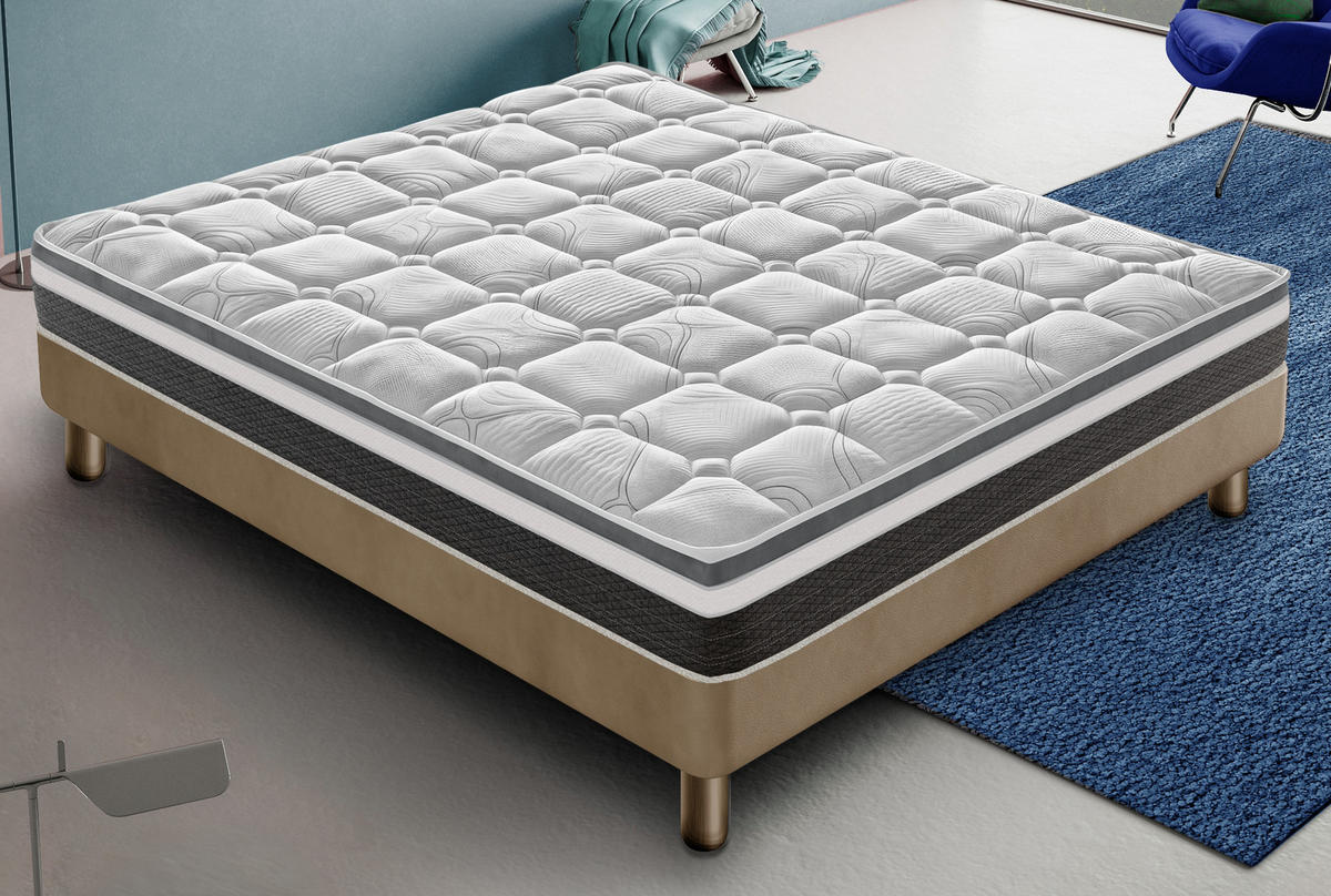 MATRATZE 200x200, Höhe 20 cm, Memory-Schaum, ANNA - Weiß, Textil (200/200cm) - iLoveSleep