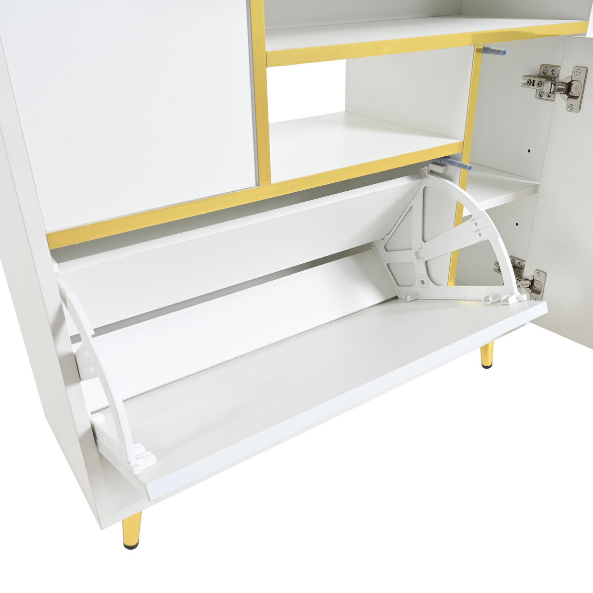 SCHUHSCHRANK aus Spanplatte 80x25x96cm in Weiß mit 16-farbigem LED-Licht - Weiß, Holzwerkstoff (80/96/25cm) - Modfu