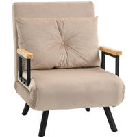 SCHLAFSESSEL Polyester Samtoptik mit Bettfunktion, verstellbarer Lehne 63/73/81 cm Beige - Beige, Textil (73/81/63cm) - Redom