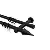 GARDINENSTANGEN-SET Platon Savio 360 cm (geteilt in 2 x 180 cm), 2-läufig, 20 mm Ø Schwarz - Schwarz, Metall (360cm) - INTERDECO