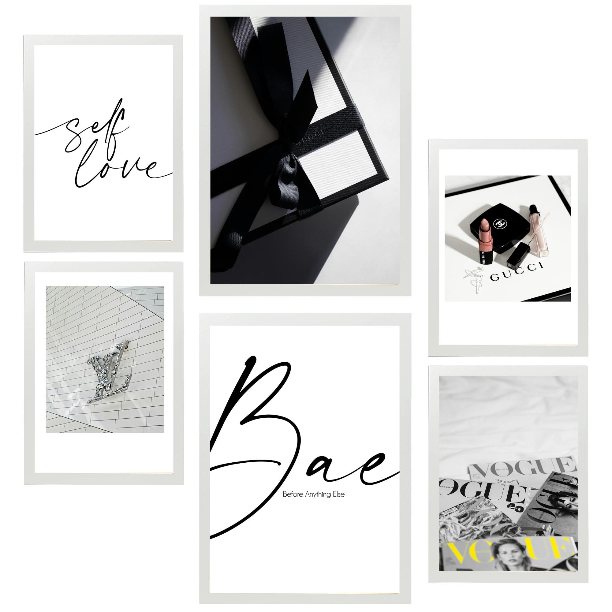 POSTER Set Mit 6 Mode Luxus A3 & A4 Weißer Rahmen - Weiß, Papier (29/3cm) - Nacnic