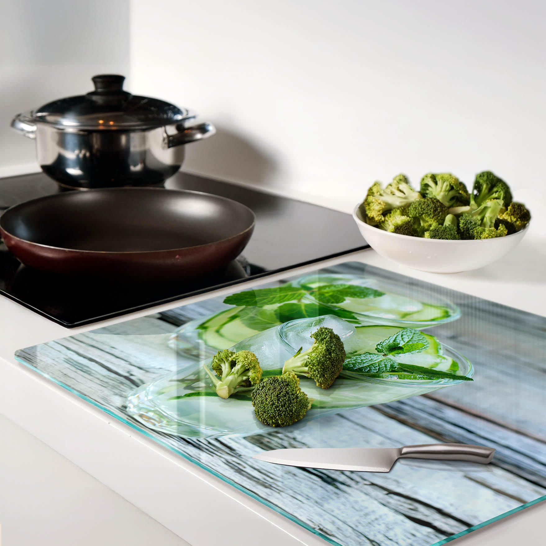 Thumbnail - Tulup Glasplatte, Grün, Glas, 60x0.4x52 cm, Küchen, Küchenelektrogeräte, Herde, Herdabdeckplatten