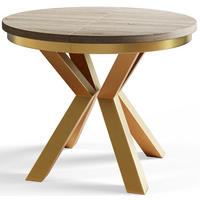 ESSZIMMERTISCH LOFT, ausziehbarer Tisch 100 cm/180 cm, Farbe: Beige, mit Metallbeinen in Farbe Gold - Goldfarben/Sonoma Eiche, Holzwerkstoff (100/100/76cm) - Alpi-Möbel