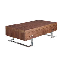 COUCHTISCH Walnuss Furnier Walnuss , Stahl - Edelstahlfarben/Nussbaumfarben, Holz (68/130/39cm) - ANGEL CERDA