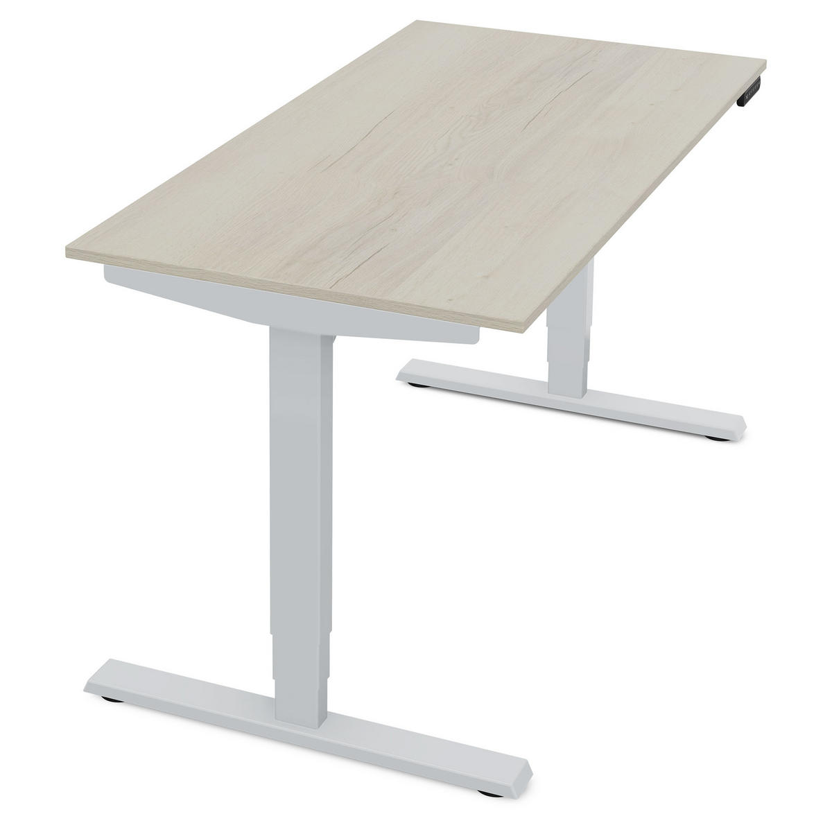 SCHREIBTISCH Elektrisch höhenverstellbarer Schreibtisch Y-Line Eiche Polar Weißaluminium 120/70/62-127cm - Eiche Bianco/Weiß Hochglanz, Holzwerkstoff/Metall (70/120/127cm) - ASSMANN