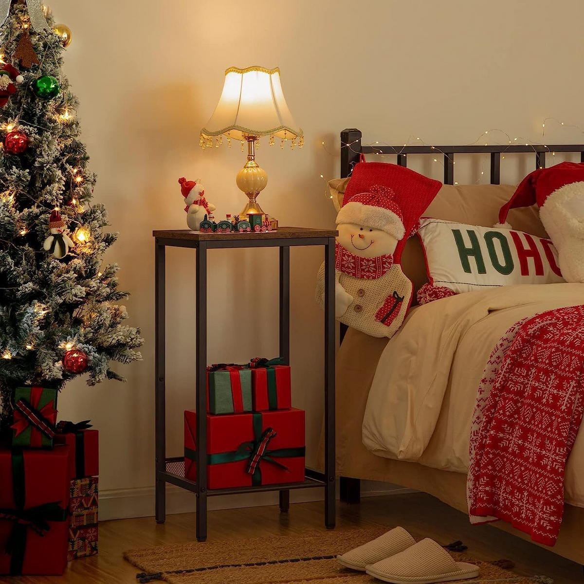 BEISTELLTISCH Braun Hoch mit Verstellbarer Netzablage - Dunkelbraun, Metall (38/28/74cm) - Hoobro