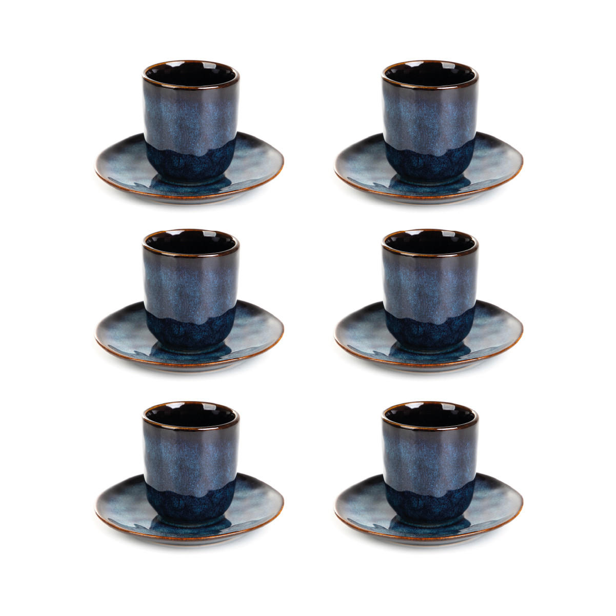 ESPRESSOTASSE Casper mit Untertasse dunkelblau 0,08 l 6er-Set - Dunkelblau, Keramik (0.08L) - Homla