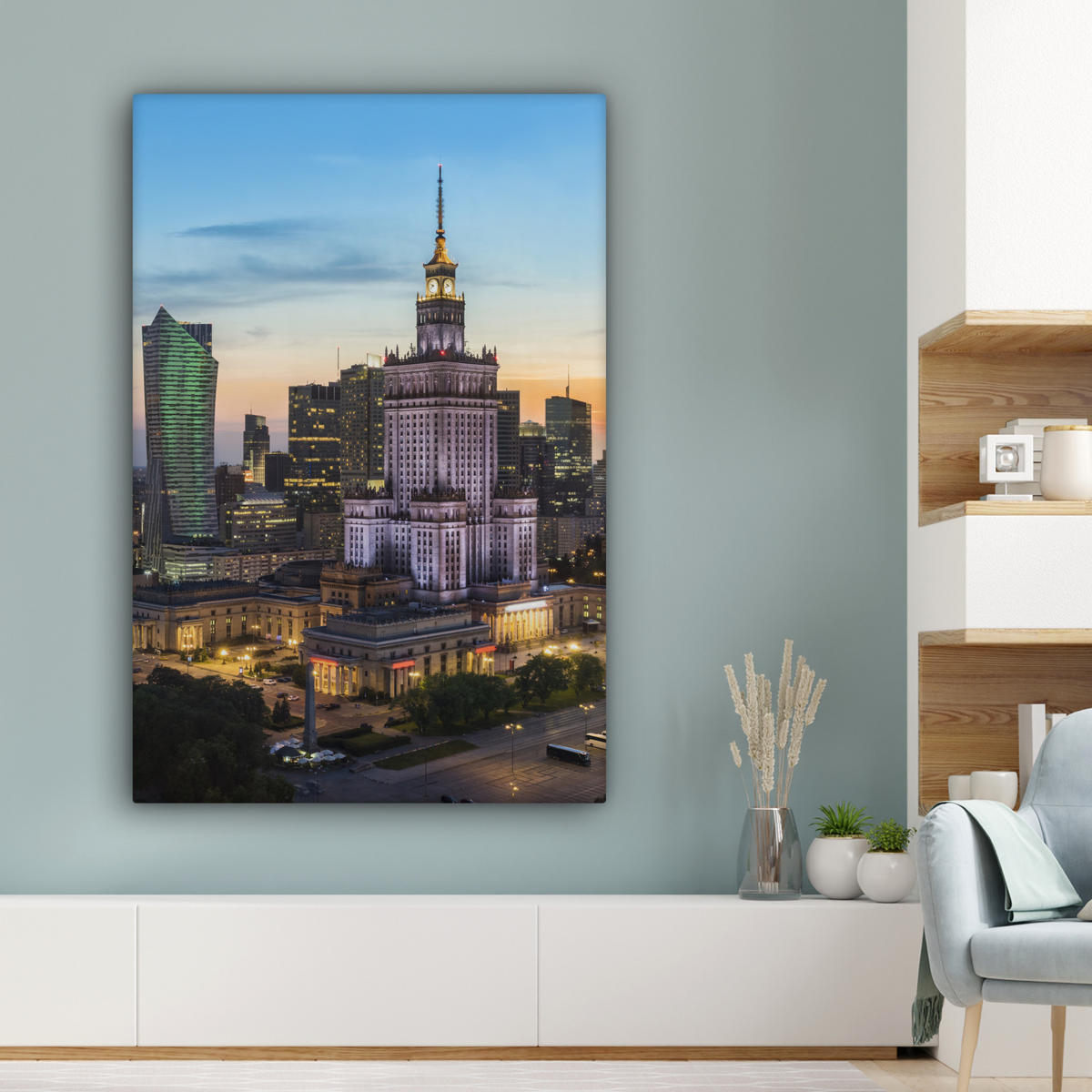 LEINWANDBILD Polen - Sonne - Warschau 80x120 cm - Blau, Textil (80/120cm) - MuchoWow
