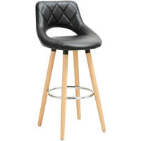 BARHOCKER aus Kunstleder, Holzgestell, Schwarz - Buchefarben/Schwarz, Holz/Textil (43/91/43cm) - Woltu
