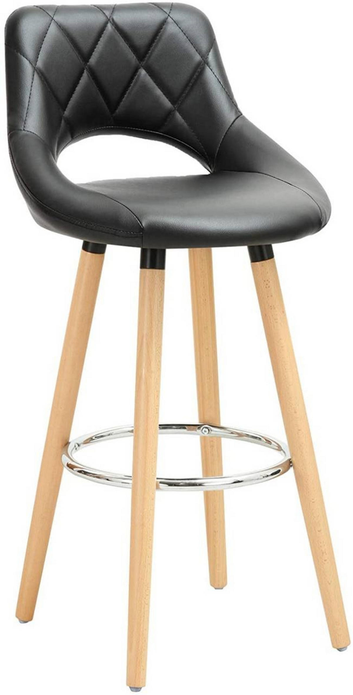 BARHOCKER aus Kunstleder, Holzgestell, Schwarz - Buchefarben/Schwarz, Holz/Textil (43/91/43cm) - Woltu