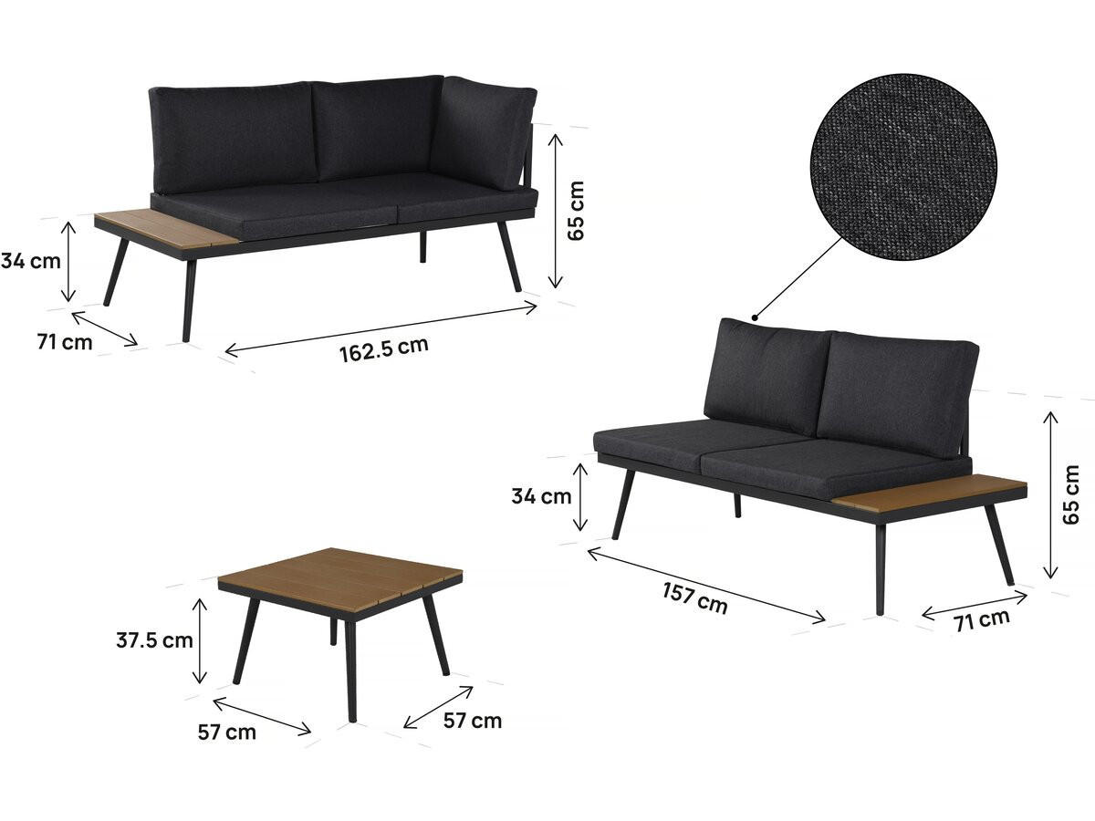 LOUNGEGARNITUR Mira 4-Sitzer Grau - Grau, Metall - Habitat Garten