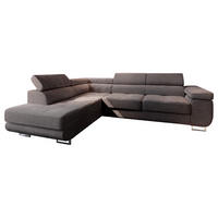 ECKSOFA APIRO L-S Braun Kordstoff mit Schlaffunktion - Silberfarben/Braun, Holz/Textil (276/202cm) - MASSENO